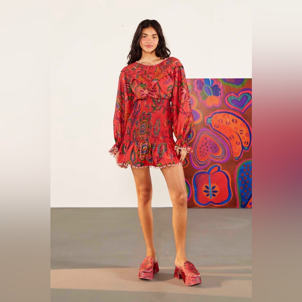 FARM Rio Red Paisley Mini Dress - Picture 10 of 12
